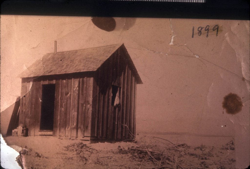 The first home of Swiss American settlers Jacob and Fannie Leutwiler, circa 1897, on their ranch at the present-day northwest corner of Walnut and Lambert in La Habra, Calif.
